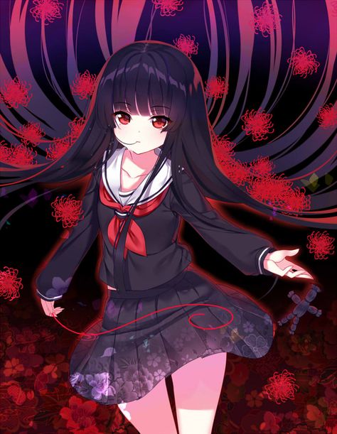 Hell Girl by Gendo0032.deviantart.com on @DeviantArt Jigoku Shōjo, Hell Girl, Yumeko Jabami, Anime Child, A Background, Anime Oc, Dark Anime, Home Screen, Kawaii Girl