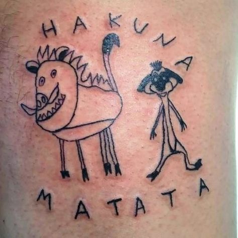 Hakuna Matata Tattoo, Tattoo Memes, Terrible Tattoos, Horrible Tattoos, Ignorant Style Tattoo, No Regrets Tattoo, Optical Illusion Tattoo, Ghibli Tattoo, Tattoos Mandala