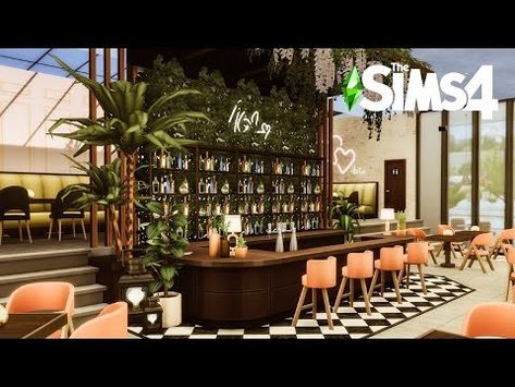 The Cassia | Restaurant Sims 4 Romantic Restaurant, Sims 4 Fancy Restaurant, Sims 4 Bar Ideas, Fancy Restaurant Exterior, Restaurant Sims 4, Ts4 Community Lots, Sims 4 Restaurant, Sims 4 Speed Build, Restaurant Exterior