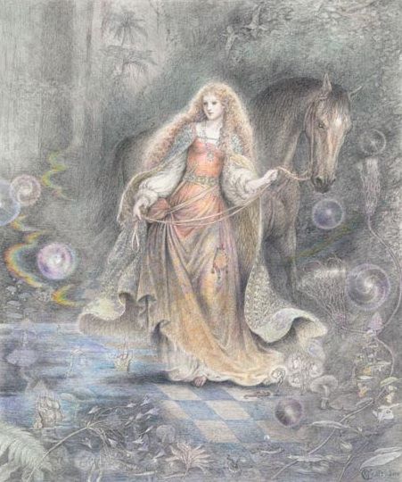 kycraft_rhianc Y Craft, Fantasy Authors, Fairytale Art, Book Illustrations, Fantasy Artist, Color Pencil Drawing, Art Textile, Gods And Goddesses, A Horse