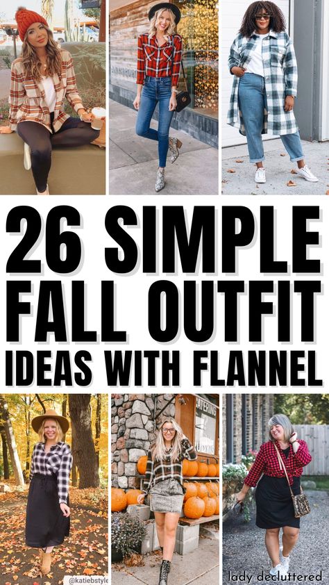 26 Simple Fall Outfit Ideas with Flannel Flannel Shirt Outfit Women Fall, Womens Fall Flannel Outfits, Woman’s Flannel Outfit, Fall Outfit With Flannel, Outfits With Flannel Shirts For Women, Fall Apparel For Women, Fall Outfits 2023 Flannel, Flannel Shirts Women Outfits Fall, Womens Flannel Shirt Outfits Fall