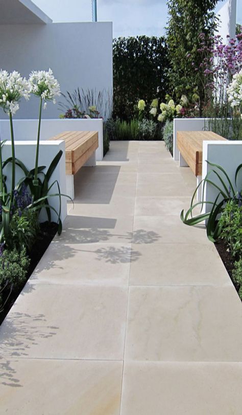 'Strata' Sandstone Elegance Rimini Front Yard Ideas, Outdoor Paving, Patio Slabs, Garden Tiles, Garden Paving, Back Garden Design, Garden Architecture, Contemporary Garden, Front Yard Garden