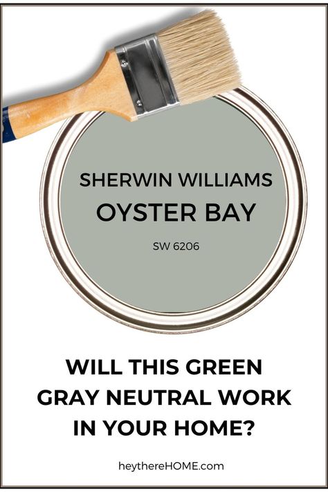 Sherwin Williams Oyster Bay - A Neutral Green Gray Paint Color Olive Paint Color Sherwin Williams, Oyster Gray Sherwin Williams, Sw Green Paint Colors Bedroom, Green Neutral Paint Colors, Sherwin Williams Neutral Green Colors, Sherwin Williams Oyster Bay Bathroom, Calming Neutral Paint Colors, Oyster Bay Vs Evergreen Fog, Oyster Sherwin Williams