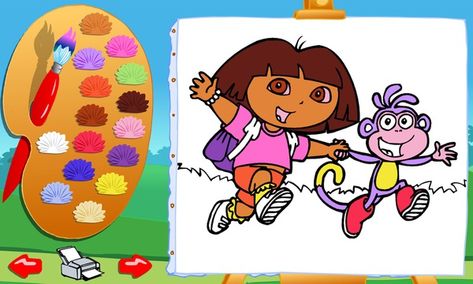 Dora the Explorer: Color with Dora | NuMuKi Dora Mermaid, Math And Music, Dora Coloring, Dora Games, Dora Boots, James Worthy, Paint Games, Game Tag, Drawing Journal