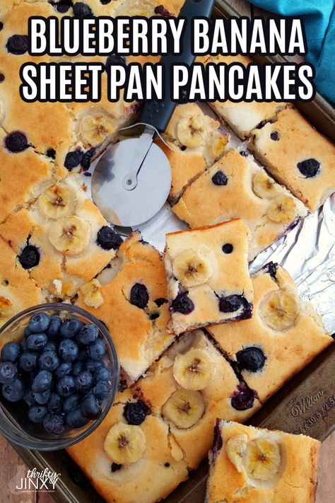 Homemade Pancake Mix Recipe, Blueberry Pancakes Easy, Brunch Catering, Quick Brunch, Banana Blueberry Pancakes, Work Breakfast, Sheet Pan Pancakes, Pancake Mix Recipe, Homemade Pancake Mix