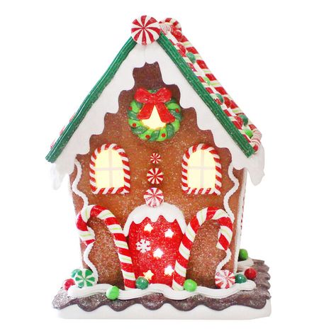 LED Claydough Gingerbread House, 10" Village Gingerbread House, Clay Christmas Decorations, Gingerbread Village, Colorful Wreath, Pre Lit Christmas Tree, Christmas Village Houses, Christmas Gingerbread House, Holiday Village, Kurt Adler