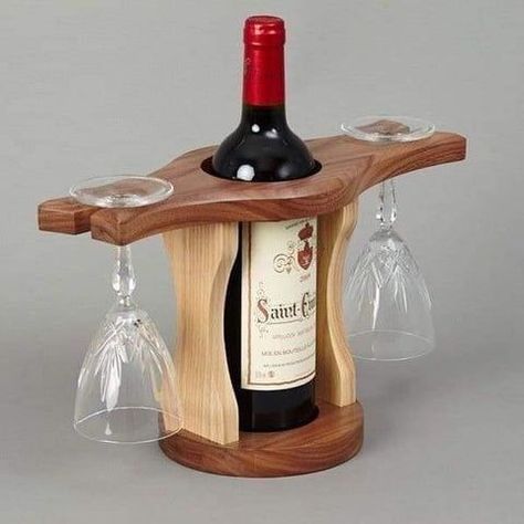 Wine Bottle Glass Holder, Tre Kunst, Wine Rack Design, Rustic Wine Racks, Wooden Wine Rack, Wood Wine Racks, Wood Shop Projects, Wine Bottle Holder, Diy Wine Rack