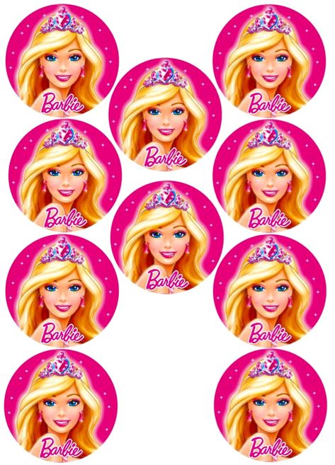 Barbie Cupcakes Toppers, Barbie Cupcake Toppers Printable Free, Barbie Cupcake Topper, Barbie Cupcakes, Disney Princess Cake Topper, Barbie Rosa, Barbie Birthday Cake, Disney Princess Cake, Princess Birthday Cake