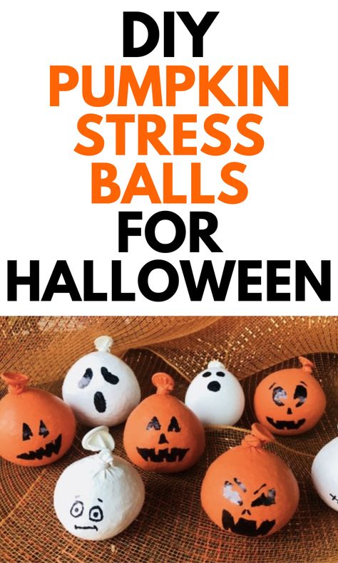 DIY Pumpkin Stress Balls for Halloween - Looking for a cute Halloween craft? Here are DIY Pumpkin Stress Balls for Halloween for you to make. Easy kid craft for Halloween. Halloween Craft Ideas For Seniors, Fun Halloween Activities For Seniors, Easy Halloween Classroom Activities, Halloween Enrichment Activities, Halloween Craft For Classroom, Assisted Living Halloween Ideas, Halloween Craft Older Kids, Yw Halloween Activity Ideas, Fall Enrichment Activities For Kids