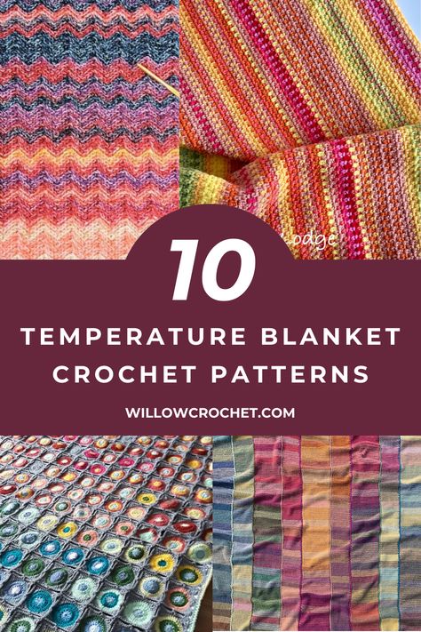 Tempature Blanket Crochet Pattern, Crochet Patterns For Blankets, Temperature Blanket Crochet, Temperature Afghan, Beginner Crochet Blanket, Crochet Blanket Tutorial, C2c Crochet Blanket, Temperature Blanket, Tunisian Crochet Patterns