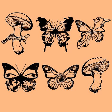 Mushroom People, Artsy Tattoos, Wrist Tattoo Designs, Sensory Art, Spine Tattoos For Women, Tattoo Portfolio, Butterfly Tattoo Designs, Heart Drawing, Spine Tattoos