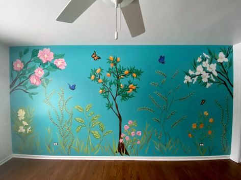 Mia Larson Murals - Hinsdale, IL Lara Jean Room, Lara Jean Bedroom, Jean Core, Rooms Inspiration, Witch Room, Garden Mural, Bedroom Wall Designs, Lara Jean, Custom Murals