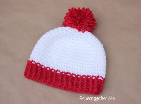 Waldo Crochet Hat Pattern and Costume - Repeat Crafter Me Crochet Gloves Free Pattern, Kids Closets, Crochet Projects To Sell, Handmade Halloween Costumes, Repeat Crafter Me, Wheres Waldo, Crochet Beanie Hat, Crochet Baby Girl, Christmas Clothes