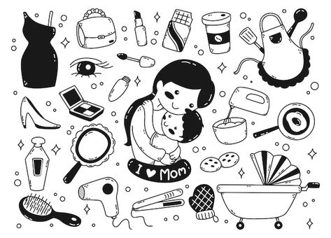 Object Doodles, Mom Doodle, Pregnancy Art, Doodle Pages, Blue Tulips, Get My Life Together, Cool Stickers, Doodle Drawings, Drawing Reference