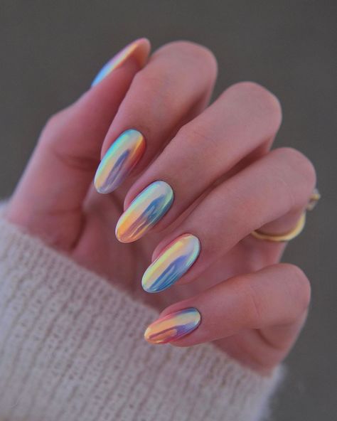 Amber Hancock | AD Opal Nails✨🩵🔮☀️🌸 These are definitely one of those nail art looks that you can’t stop staring at! Products used @the_gelbottle_inc… | Instagram Opal Nail Designs, Cosmo Nails, Nails Inspo Fall, Opal Nails, Pastel Nails Designs, 2024 Nails, Chrome Nails Designs, Fall Gel Nails, Moon Nails