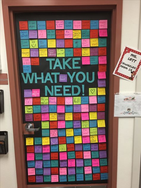 Mental Health Door Ideas Classroom, School Social Worker Door Decorations, Therapy Door Decorations, School Social Work Bulletin Board Ideas, Social Worker Door Decorations, Social Worker Office Ideas, High School Counseling Bulletin Boards Counselor Office, Sel Door Decorations, Hope Squad Activities