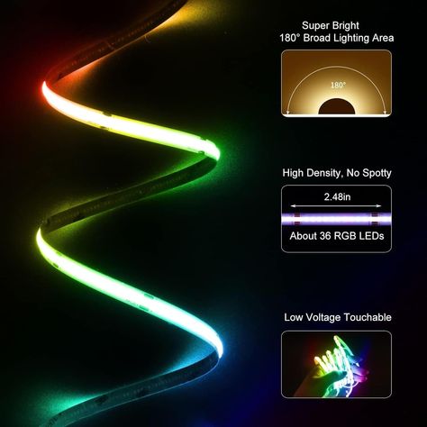 Amazon.com: BUNACET COB LED Strip Light RGB+IC 20FT, 24V Tape Light Strip with RF Remote Smart App Button Controller Music Sync Color Changing Multicolor for Game Room Bedroom Kitchen Cabinet Lighting Home Decor : Tools & Home Improvement Kitchen Cabinet Lighting, Game Room Bedroom, Tape Lights, Lighting Home, Led Strip Light, Light Strip, Strip Light, Cabinet Lighting, Led Strip Lighting