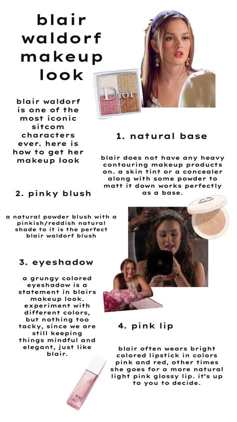 kw - gossip girl nyc makeup inspiration collage Blair Waldorf Makeup, Inspiration Collage, Dior Shades, Nyc Makeup, Heavy Makeup, Girl Tips, Blair Waldorf, Contour Makeup, Natural Shades