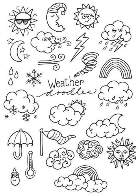 Weather Doodles, Kunstjournal Inspiration, Dibujo Simple, Flower Pattern Drawing, Doodle Art Journals, Easy Doodles Drawings, Bullet Journal Art, Drawing Templates, Trendy Flowers