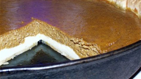 This double-layer pie has a cheesecake-like filling and a smooth pumpkin custard top. It's the best of all dessert worlds. Double Layer Pumpkin Pie, Coconut Dessert, Pumpkin Pie Cheesecake, Pumpkin Custard, Vegan Pumpkin Pie, Banana Cake Recipe, Pumpkin Chocolate Chip Cookies, Brownie Desserts, Oreo Dessert