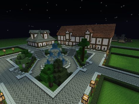 Town center - Screenshots - Show Your Creation - Minecraft Forum ... Minecraft Town Center, Minecraft Fountain, Minecraft Town, Minecraft Mansion, Minecraft Structures, Diy Minecraft, Minecraft City, Minecraft Plans, Minecraft Tips