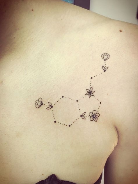 Serotonin #simpletattoos #tattoos #tattoo Chemical Tattoo, Dopamine Tattoo, Serotonin Tattoo, Chemistry Tattoo, Tattoo With Flowers, Molecule Tattoo, Simple Tattoos For Women, Nurse Tattoo, Health Tattoo