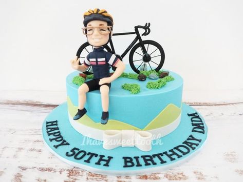 Custom Cake: Custom Cyclist #ihavesweettooth #ihstfondantcakes #cookieartistmalaysia #cakeartistmalaysia #igcakes #sayajualkek #ihavesweettooth #klbaker Mountain Bike Cake, Cricket Birthday Cake, Bicycle Birthday Parties, Cycling Cake, Bicycle Cake, Motorcycle Cake, Bike Cakes, Benfica Wallpaper, Cars Birthday Cake