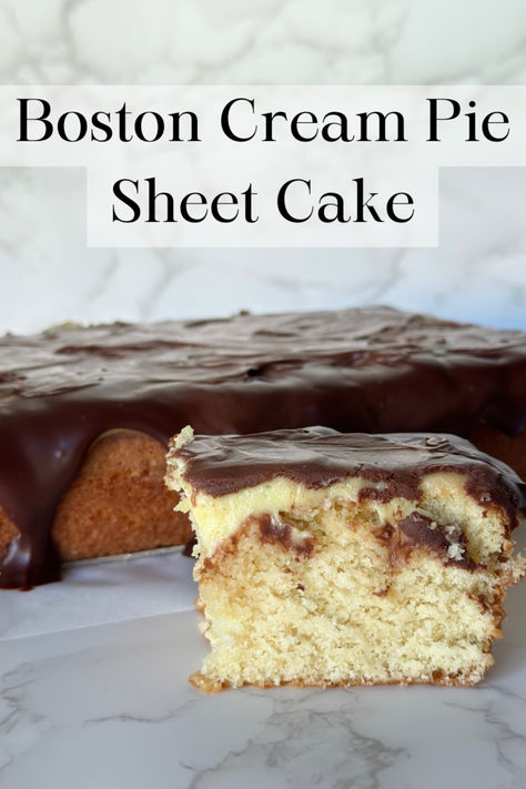 Small Sheet Cake, Hydrangea Kitchen, Vanilla Sponge Cake, Boston Cream Pie, Boston Cream, Vanilla Sponge, Cake Walk, Vanilla Pudding Mix, Pan Meals