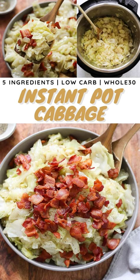 Keto Fried Cabbage, Pressure Cooker Cabbage, Instant Pot Cabbage, Cabbage With Bacon, Fried Cabbage Recipes, Southern Fried Cabbage, Bacon Fried Cabbage, Sauteed Cabbage, Instant Pot Recipe