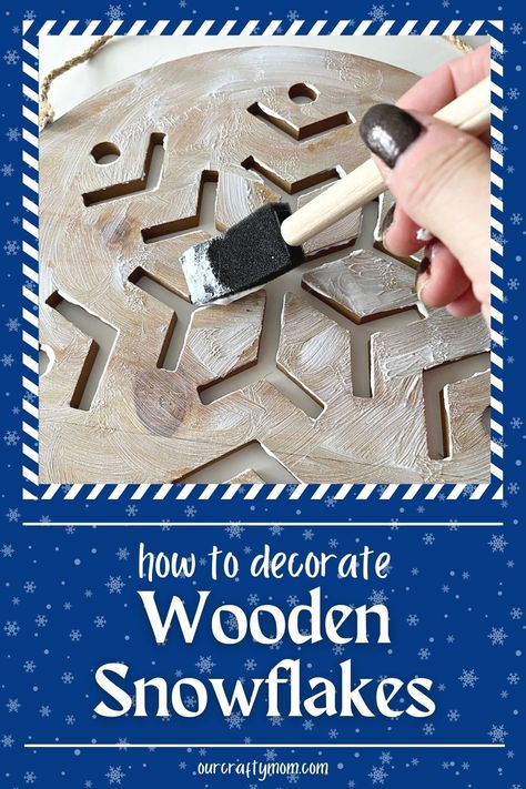 Snowflake Ornaments Diy, After Christmas Decor, Snowflake Decor, Wood Snowflake, Snowflake Craft, Winter Decorations Diy, Snow Flakes Diy, Tree Winter, Wooden Snowflakes