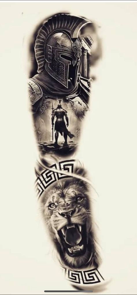 Spartan Tattoo Sleeve, Spartan Sleeve Tattoo, Leonidas Tattoo, Spartan Tattoo Design, Sparta Tattoo, Full Sleeve Tattoo Ideas, Greek God Tattoo, Warrior Tattoo Sleeve, Gladiator Tattoo