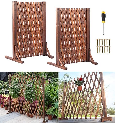 Amazon.com : uyoyous 2 Pcs Garden Fence Wood Expanding Fence Gate Panel for Home Yard Garden Plant Climb Trellis partition Decorative : Garden & Outdoor Clear Awning, Wood Garden Trellis, Expanding Trellis, Wooden Fence Gate, Garden Trellis Fence, Trellis Fence, Screen Plants, Wooden Trellis, Patio Enclosures