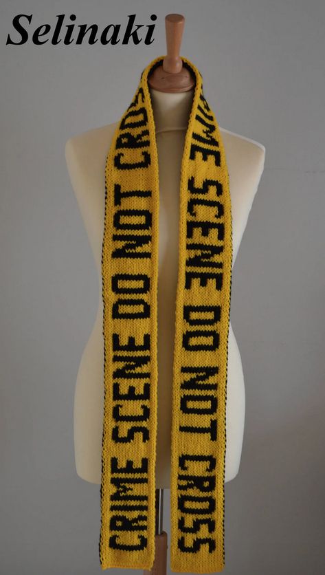 Hand Knitted Crime Scene Caution Tape Caution Tape, Crochet Tapestry, Fun Crochet Projects, Diy Crochet Projects, Cute Crochet, Diy Crochet, Crochet Designs, Knitting Projects, Crochet Clothes