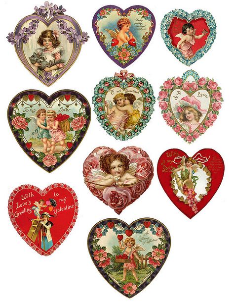 this link contains free collage images from over 1000 people Free Collage, Etiquette Vintage, Postal Vintage, Diy Projektit, Vintage Valentine Cards, Images Vintage, Romantic Valentine, Vintage Heart, Vintage Printables