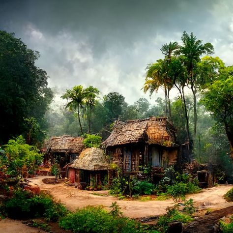 Village in the Jungle Digital Art. Avaible in my NFT Store! Shop my NFT'S collection here https://opensea.io/Izzii_Studio Prices starts at 5$ Acess: https://www.izziistudio.online Hope you like it! 😄 Jungle Village, In The Jungle, Digital Art, Shop My, India, House Styles, Architecture, Art