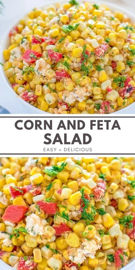 Easy Corn Salad, Ranch Potato Salad, Bell Pepper Salad, Corn Recipes Side Dishes, Feta Salad Recipe, Easy Corn, Turkey Salad, Corn Dishes, Corn Salad Recipes