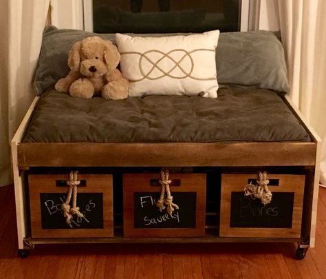 DIY dog bed with storage Diy Dog Bed With Storage, Dog Bed With Storage, Dog Hugs, Bathroom Remodel Small Budget, Diy Dog Gate, Dog Lounge, House Laundry Room, Dog Storage, Dog Bedroom