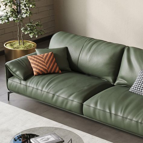 Orren Ellis Italian Minimalism 86.61"Genuine Leather Olive Green Adjustable Back&Armrest 3-Seat Sofa For Living Room | Wayfair Sage Green Leather Sofa, Olive Green Sofa Decor, Green Leather Sofa Living Room, Green Sofa Decor, Italian Minimalism, Green Leather Sofa, Leather Sofa Living Room, Sofa For Living Room, Premium Sofa