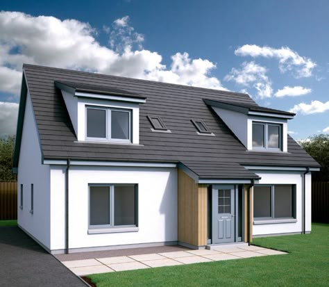 Homes Portfolio - 1½ and 1¾ storey homes - Scotframe Timber Frame Homes House Plans Uk, Renovation Facade, Bungalow Extension, Sas Entree, Dormer Bungalow, Bungalow Extensions, Villa Cottage, Modern Bungalow Exterior, Exterior House Remodel