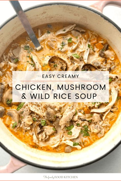 Soups Pressure Cooker, Rotisserie Chicken Mushroom Soup, Slow Cooker Mushroom Soup, Boyfriend Meals, Rotisserie Chicken Soup Recipes, Chicken Mushroom Wild Rice Soup, Chicken Mushroom Wild Rice, Soup With Rotisserie Chicken, Artichoke Bake