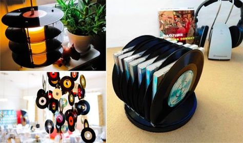 27 recyclages charmants avec de vieux vinyles Records Diy, Vinyl Record Art Ideas, Vinyl Record Crafts, Vinyl Record Shop, Record Crafts, Wood Table Diy, Rich Living, Shabby Chic Wall Decor, Vinyl Record Art