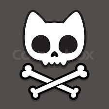 Cartoon cat skull and crossbones | Stock vector | Colourbox Cute Cat Skull Drawing, Cat Skull Drawing Simple, Cat Skull Tattoo Simple, Cute Skull Doodle, Cute Skull Drawing Simple, Zombie Cat Drawing, Cartoon Skull Drawing, Cute Skull Drawing, Cat Skull Illustration