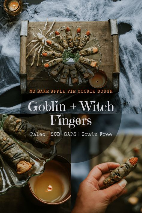 Goblin Food, Apple Pie Cookie, Goblin Witch, Paleo Apple Pie, Aip Treats, Witch Finger Cookies, Paleo Apple, Finger Cookies, Apple Pie Cookies