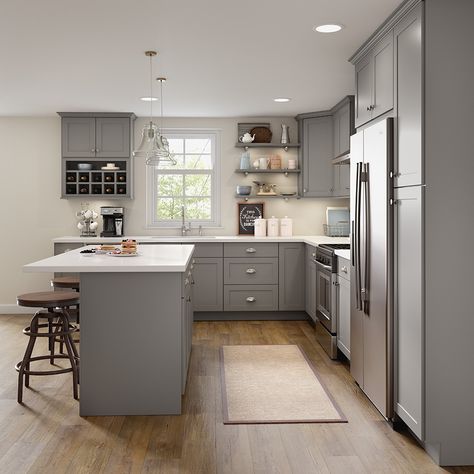 Edson Cabinet Accessories in Gray - Kitchen - The Home Depot Model Dapur, Kabinet Dapur, Gray Cabinets, Classic Kitchen, Hampton Bay, Grey Kitchen, Kitchen Remodel Idea, Decor Minimalist, Kitchen Layout