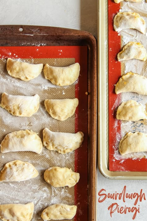 Sourdough Pierogi Recipe - Sweetphi Sourdough Pierogi, Sourdough Stuffing Recipe, Cheese Pierogi Recipe, Sourdough Pizza Crust Recipe, Sourdough Starter Discard, Perogies Recipe, Recipe Using Sourdough Starter, Discard Recipe, Pierogi Recipe