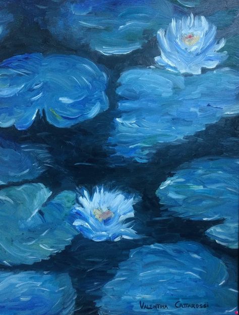 Dark Blue Art Painting, Blue Artist Aesthetic, Paintings With Blue Backgrounds, Blue Paint Aesthetic, Blue Aesthetic Watercolor, Poster Painting Ideas, Blue Floral Aesthetic, Blue Art Aesthetic, Blue Aesthetic Pictures