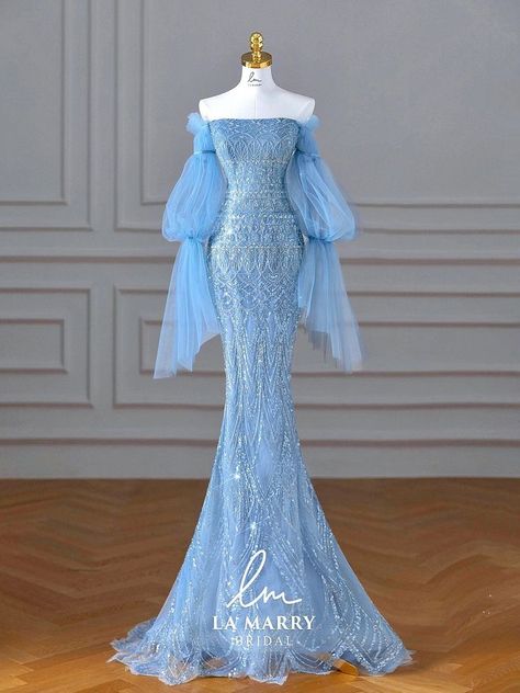 Gown Types, Off Shoulder Mermaid Gown, Prince Dress, Gown Makeup, Mermaid Dress Pattern, Mermaid Maternity Dress, Ball Gowns Fantasy, Mermaid Party Dress, Mermaid Midi Dress