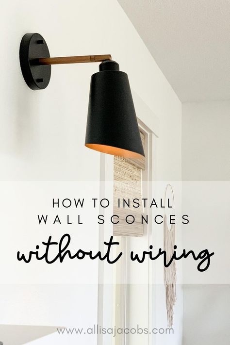 How to install wall sconces without wiring using puck lights for an easy home DIY Fireplace Sconces, Diy Wall Sconces, Sconces Living Room, Puck Lights, Wall Sconces Bedroom, Sconces Bedroom, Battery Lights, Wall Mounted Light, Diy Home Decor Projects