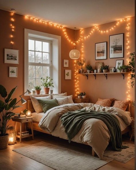 Apartment Bedroom Decorating On A Budget, Cozy Aesthetic Bedroom Decor, Romantised Life, Cozy Light Bedroom, First Apartment Decorating Bedroom, Apartment Bedroom Boho, Boohoo Bedroom, Boho Apartment Bedroom, Bedroom Vintage Ideas