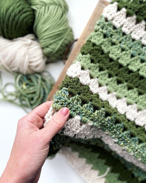 Green Afghan Crochet, Modern Granny Crochet Blanket, Green And Grey Crochet Blanket, Sage Green And Cream Crochet Blanket, Green Crochet Blanket Patterns, Sage Baby Blanket Crochet, Shades Of Green Crochet Blanket, Olive Green Blanket, Emerald Green Crochet Blanket